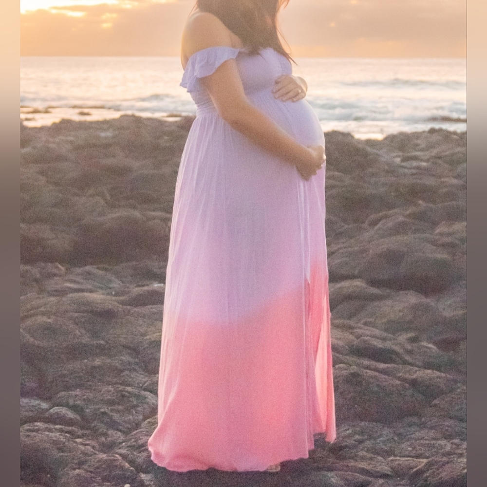 Tiare Hawaii Maxi Ombre Purple Pink Dress S/M